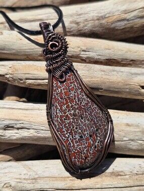 Artisan Dinosaur Bone Wire-Wrap Pendant Necklace